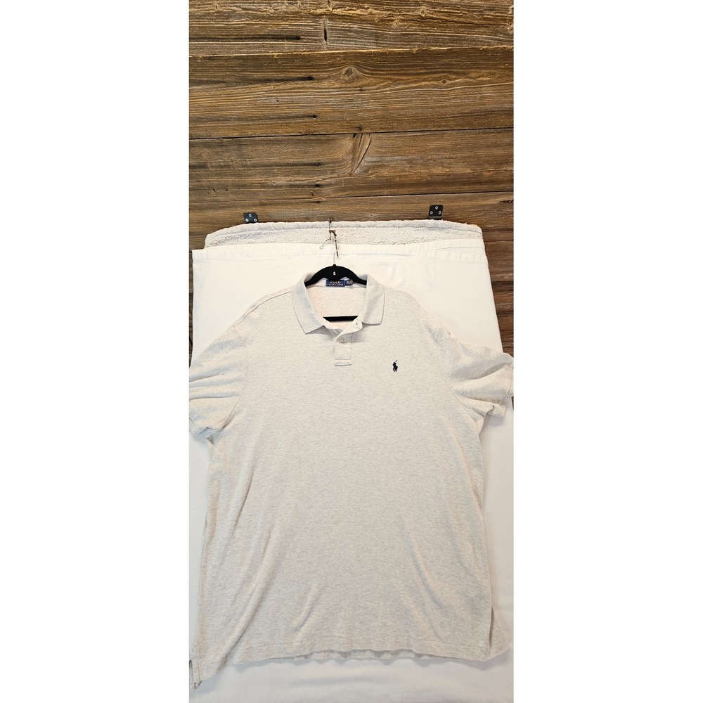 Polo Ralph Lauren Mens XXL Light Grey Heather Short Sleeve Pony Logo Polo Shirt